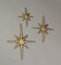 Set of Three Cast Iron 8 Pointed Atomic Starburst Wall Hangings Stars